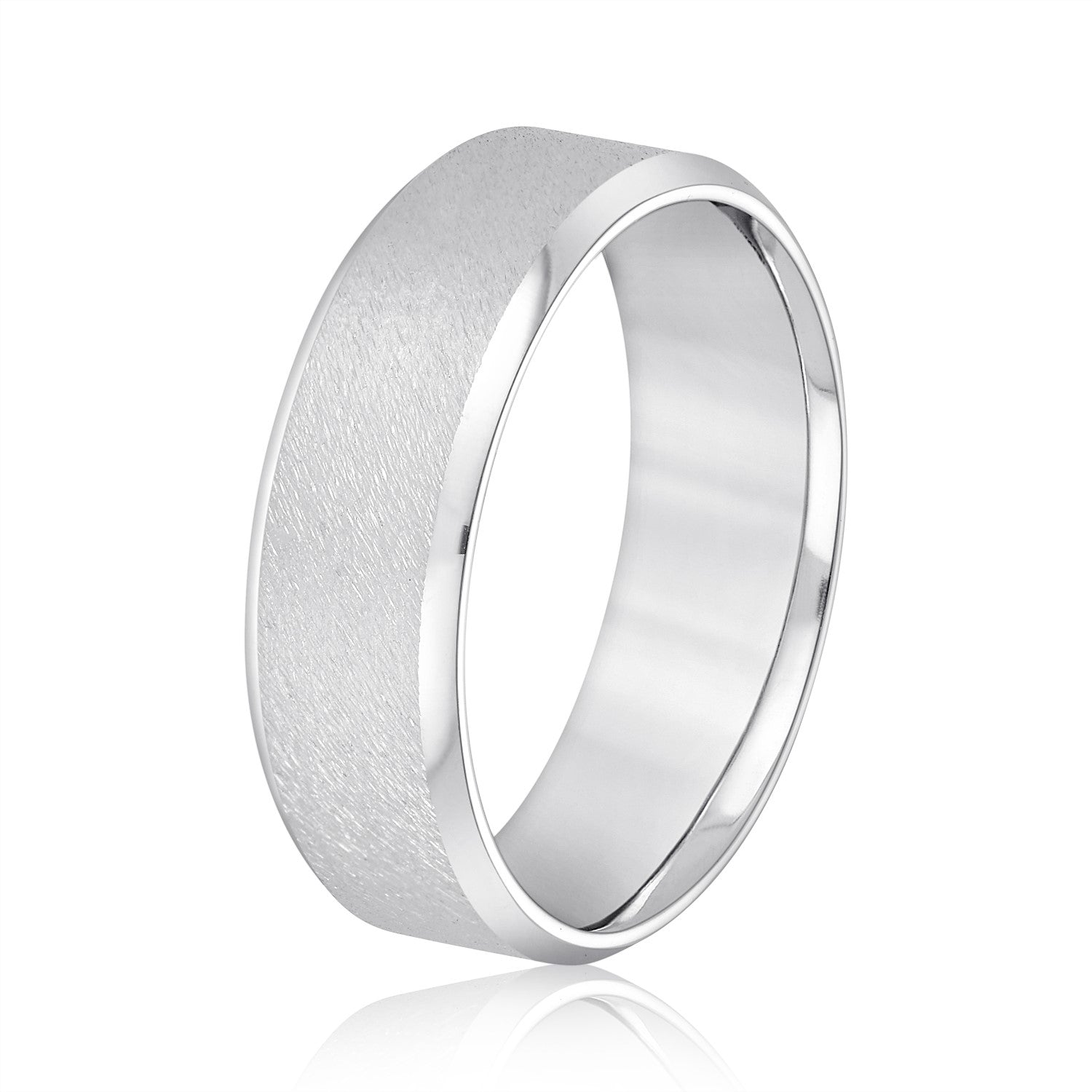 Beveled Edge Comfort Fit Sandblasted Finish Men's Band-VIRABYANI